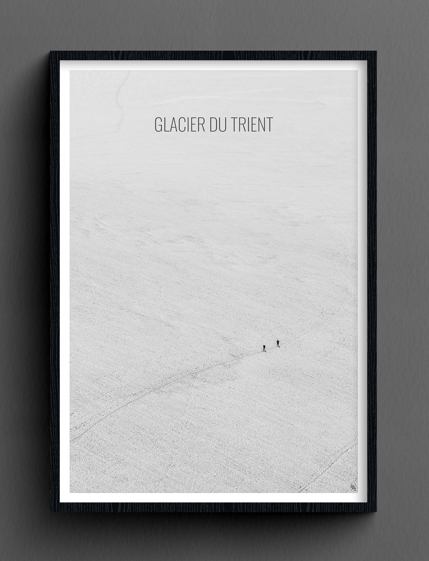 Face Montagne - Glacier du Trient avec cadre sur fond foncé