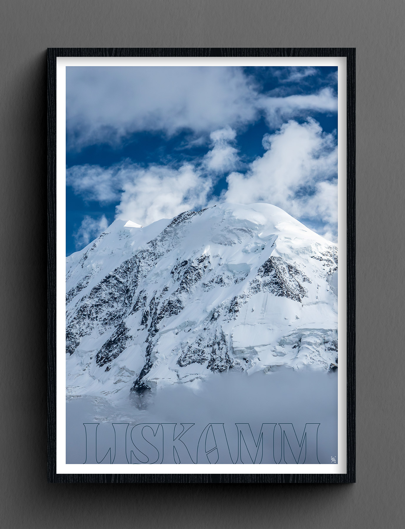 Face Montagne - Liskamm avec cadre sur fond foncé