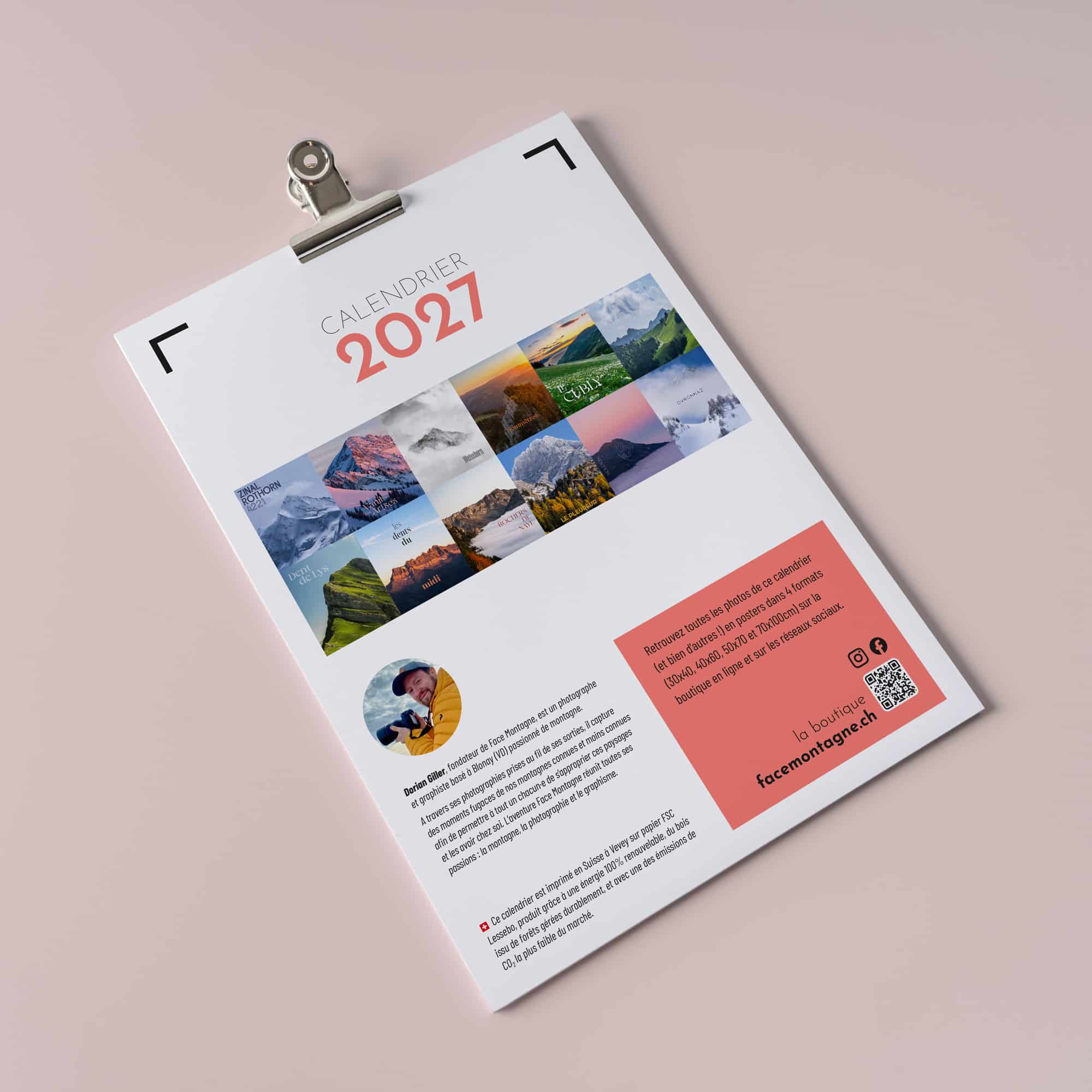 Face Montagne - Calendrier 2027 - dos